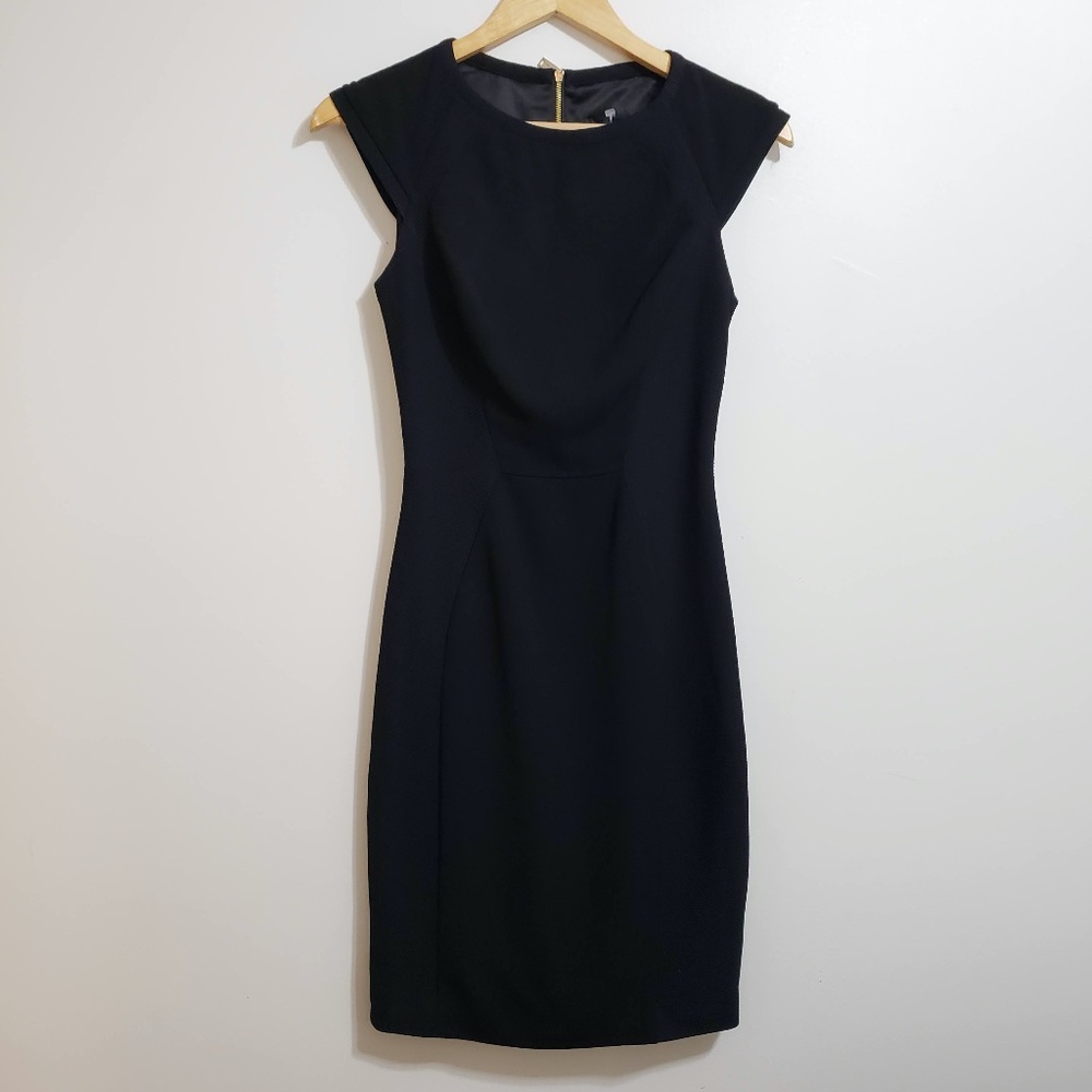 Ted Baker London Black Fitted Dress Cap Sleeve